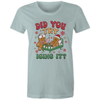 Funny Gingerbread, Did You Try Icing It - Womens T-shirt Pale Blue Womens Christmas T-shirt Christmas Printed In Australia