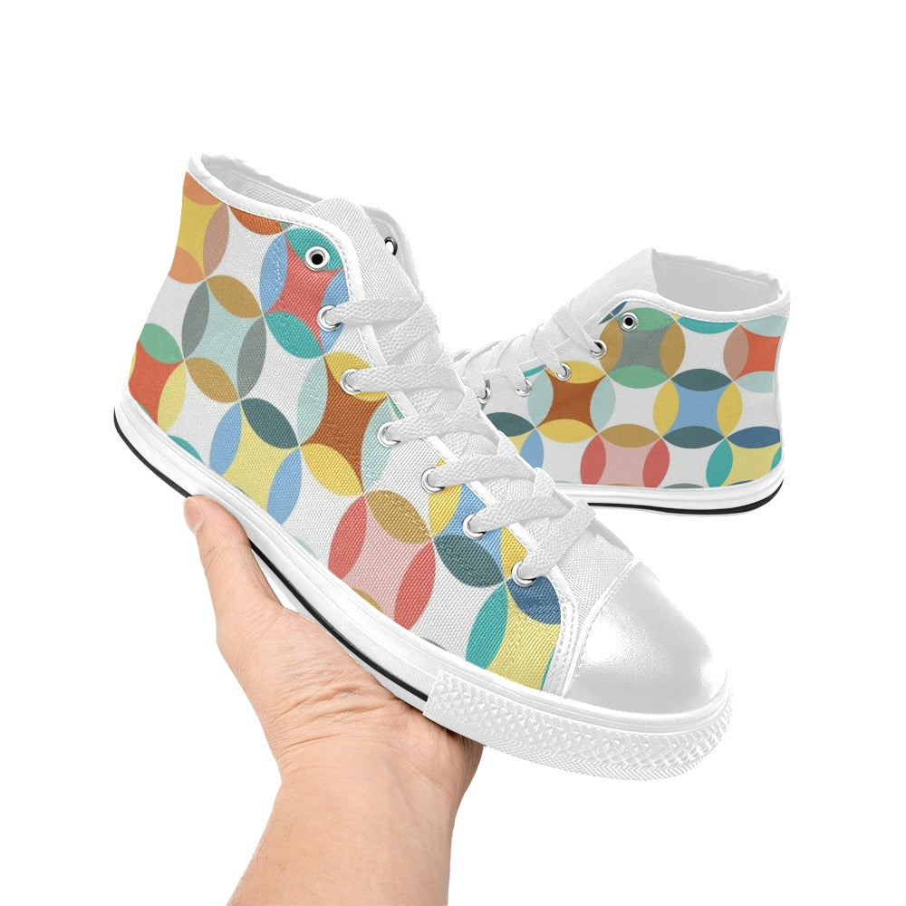 Circles - Men's High Top Canvas Shoes