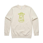 Alien Abduction - AS Colour Stencil Crew Sweatshirt Ecru Sweatshirt Printed In Australia Sci Fi