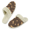 Horses Men's Fur Trim Thick-Sole Indoor Slippers 2XL Men's Fur Trimmed Slippers animal Printed Offshore