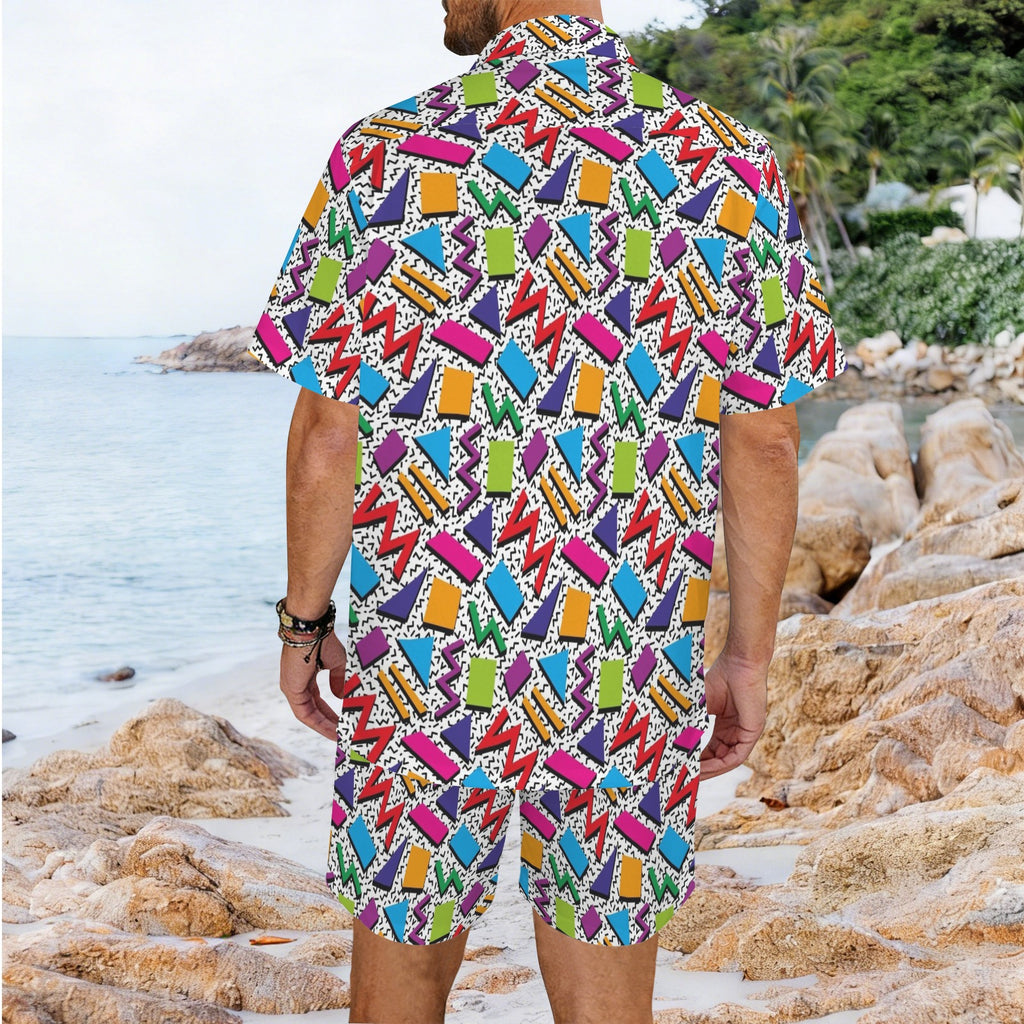Graphic 80's Men's Hawaiian Shirt & Shorts Set Men's Hawaiian Shirt & Shorts Set Printed Offshore Retro