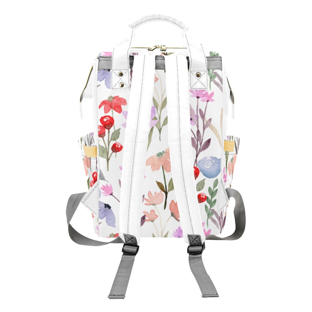 Floral Watercolour - Multi-Function Backpack, Nappy / Diaper Bag