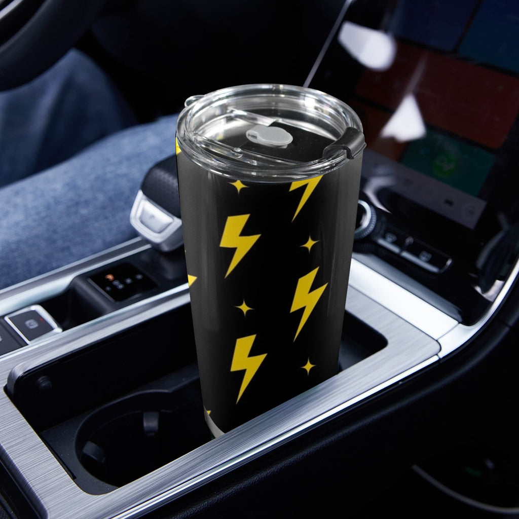Yellow Lightning - 20oz Mobile Tumbler with Lid (Black Lock) 20oz Travel Mug comic Printed Offshore