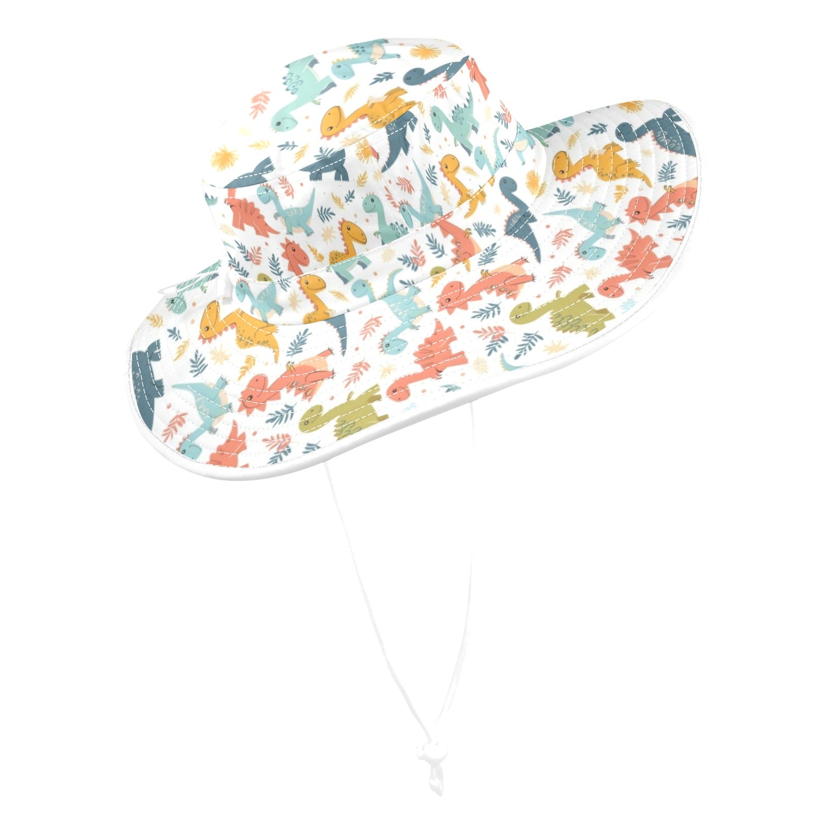 Cute Colourful Dinosaurs Wide Brim Bucket Hat Wide Brim Bucket Hat animal Printed Offshore