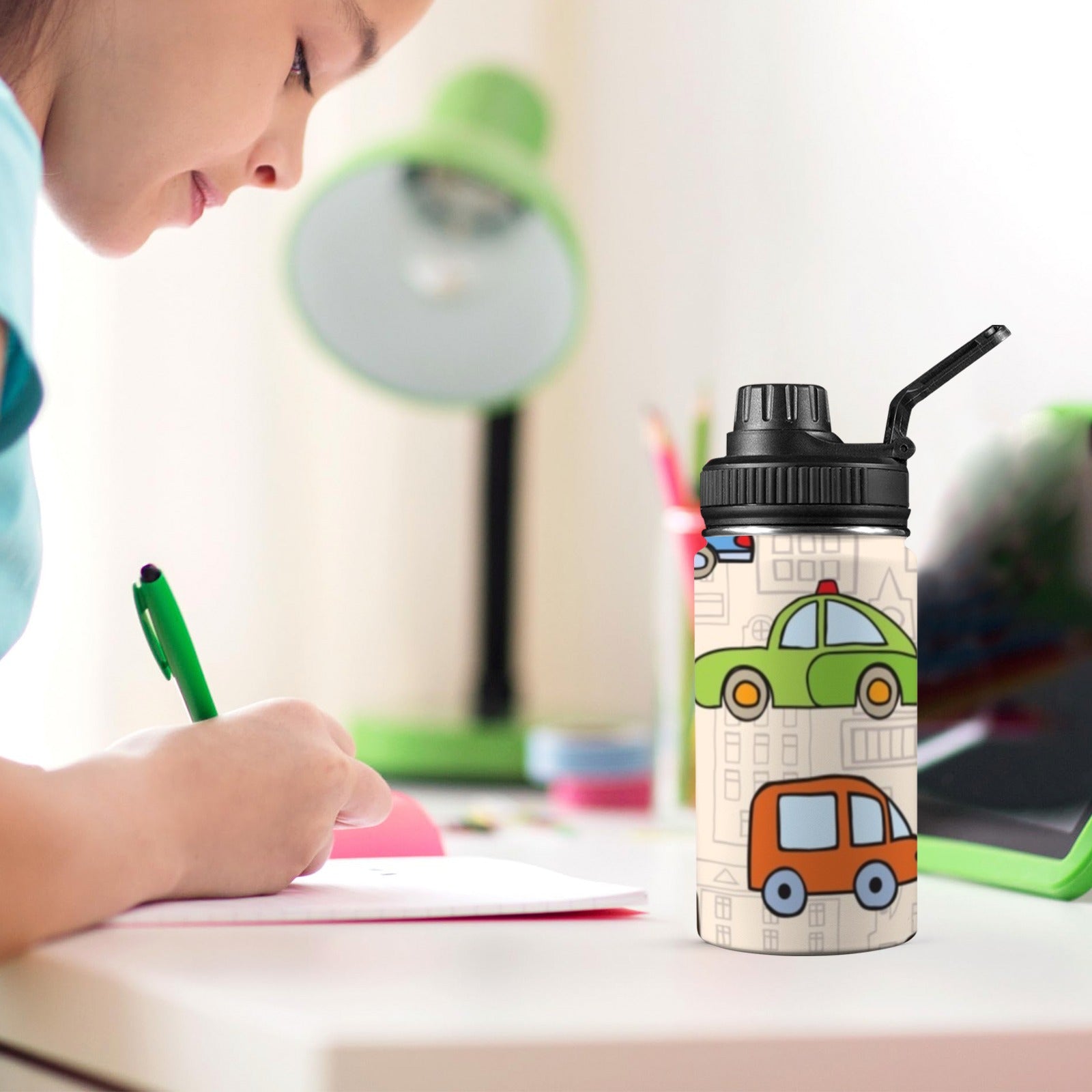 Kids Cars - Kids Water Bottle with Chug Lid (12 oz) Kids Water Bottle with Chug Lid Printed Offshore