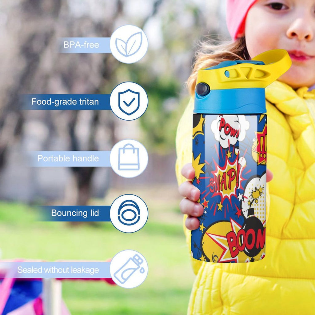 Blue Comic Book - Little Kids Water Bottle Little Kids Water Bottle comic Printed Offshore