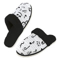 Music Stave Men's Fur Trim Thick-Sole Indoor Slippers 2XL Men's Fur Trimmed Slippers Music Printed Offshore