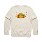 Alien Pizza - AS Colour Stencil Crew Ecru Sweatshirt Food Printed In Australia Sci Fi