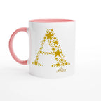 Personalised - Star Initials - 11oz Ceramic Mug, Customise, Personalise, Name, Initial Ceramic Pink Personalised 11oz Mug