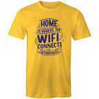 Home Is Where The WIFI Connects Automatically - Mens T-Shirt Yellow Mens T-shirt Printed In Australia Tech