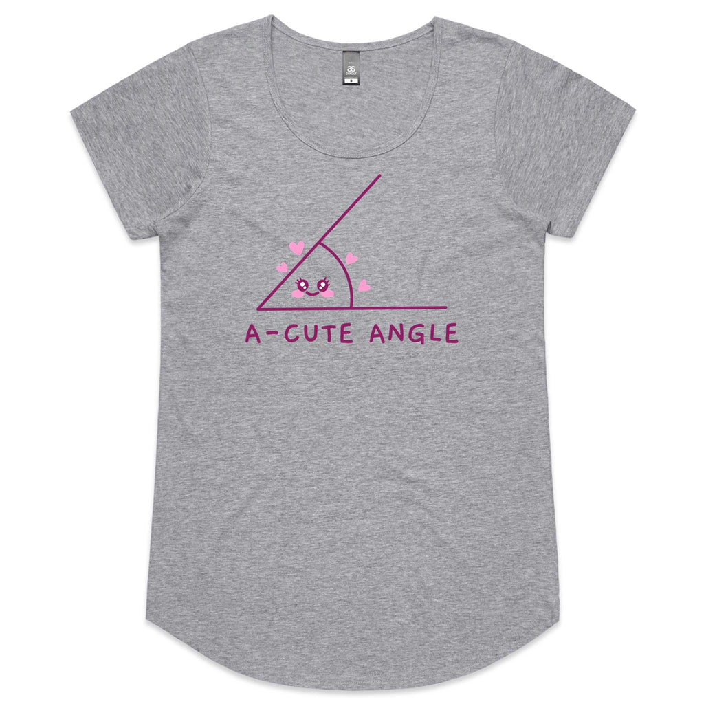 A-Cute Angle, Maths - Womens Scoop Neck T-Shirt Grey Marle Womens Scoop Neck T-shirt Maths Printed In Australia