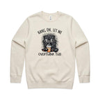 Frazzled Cat, Hang On Let Me Overthink This AS Colour Stencil Crew Sweatshirt Unisex Ecru Sweatshirt animal Printed In Australia