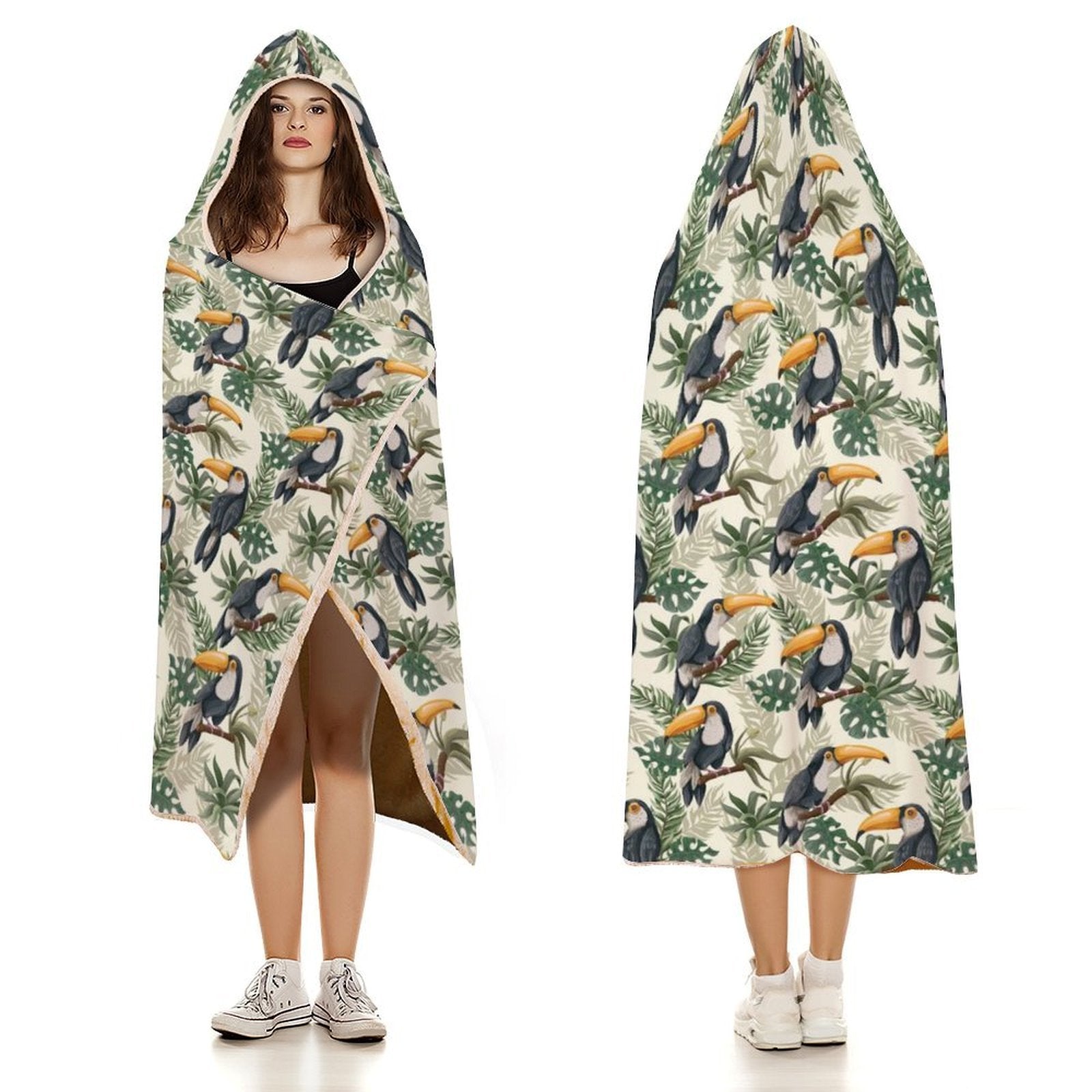 Toucan Jungle Kids Hooded Blanket 100cm x 130cm Kids Hooded Blanket animal Printed Offshore