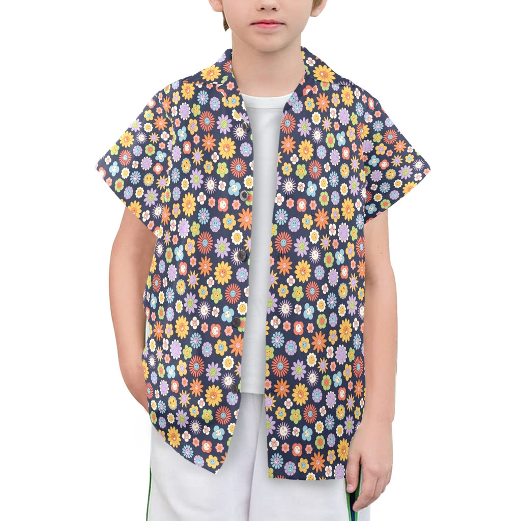 Groovy Flowers Senior Kids Hawaiian Shirt
