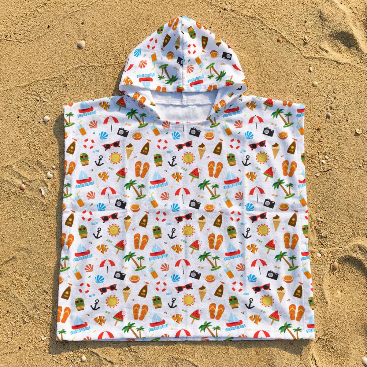 Beach Time Kid's Hooded Towel Poncho
