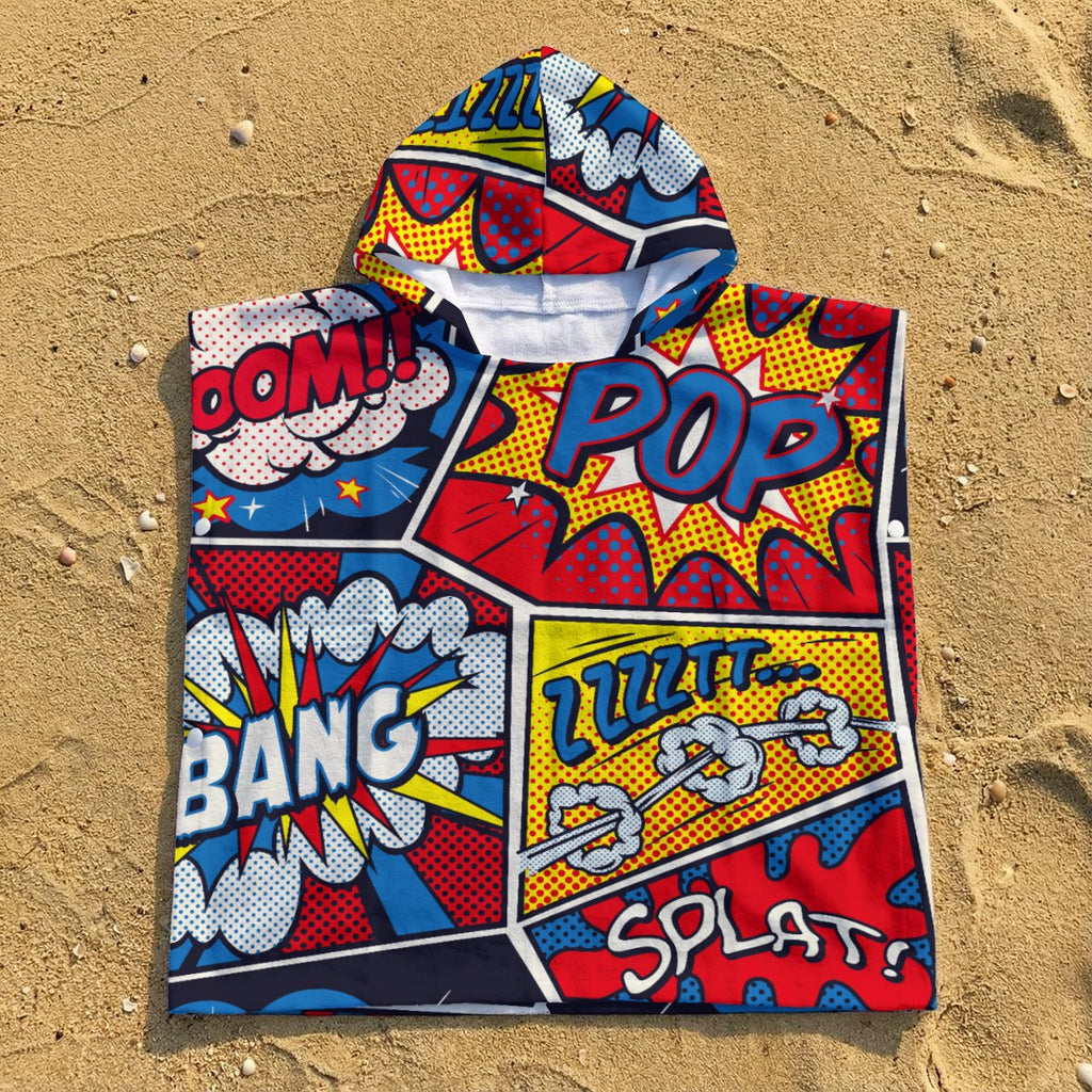 Comic Book Kid's Hooded Towel Poncho