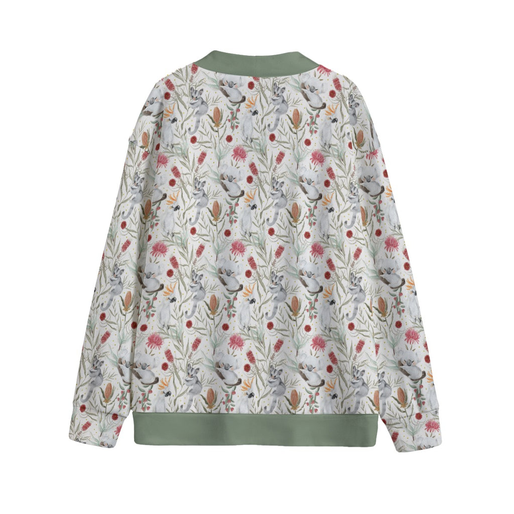 Australian Plants And Animals Unisex V-neck Cardigan With Button Closure