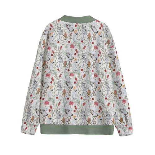 Australian Plants And Animals Unisex V-neck Cardigan With Button Closure Cardigan animal Australia Plants Printed Offshore