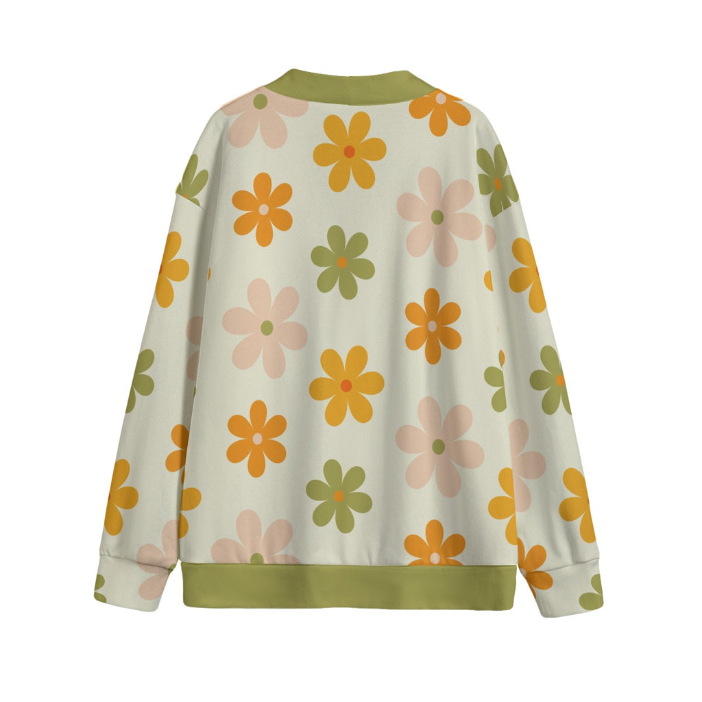 Cute Daisies Unisex V-neck Cardigan With Button Closure