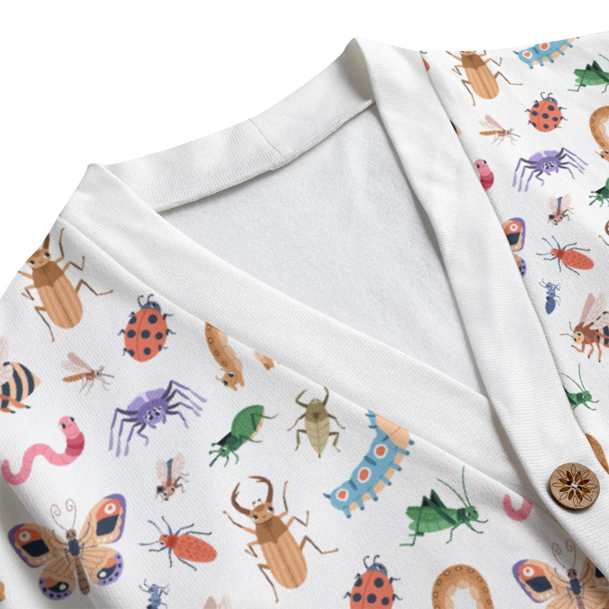 Cute Bugs Unisex V-neck Cardigan With Button Closure