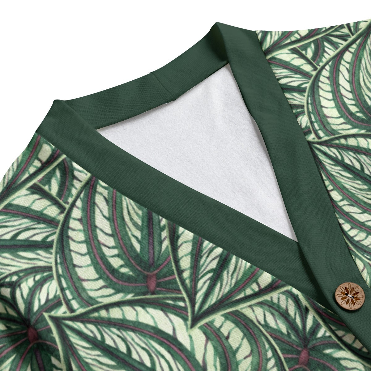 Stripy Leaves Unisex V-neck Cardigan With Button Closure