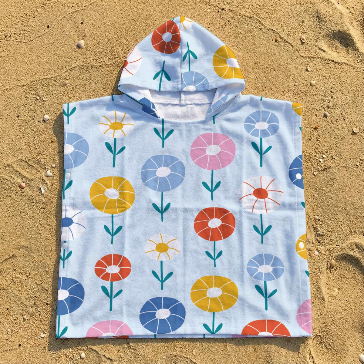 Abstract Cute Flowers Kid's Hooded Towel Poncho
