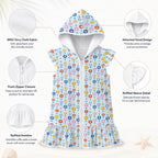 Abstract Cute Flowers Girl's Hooded Beach Cover-Up