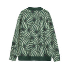 Stripy Leaves Unisex V-neck Cardigan With Button Closure