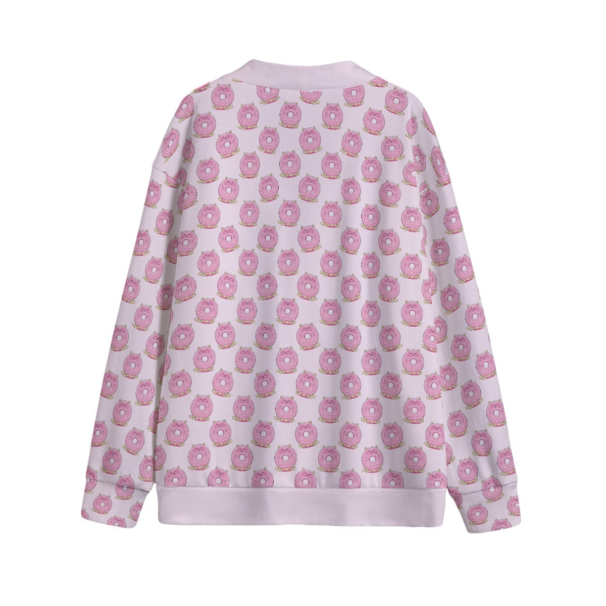 Pink Cat Doughnuts Unisex V-neck Cardigan With Button Closure