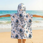 Astronauts And Rocket Ships Kid's Hooded Towel Poncho