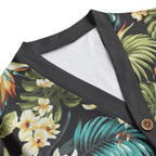 Dark Tropical Unisex V-neck Cardigan With Button Closure
