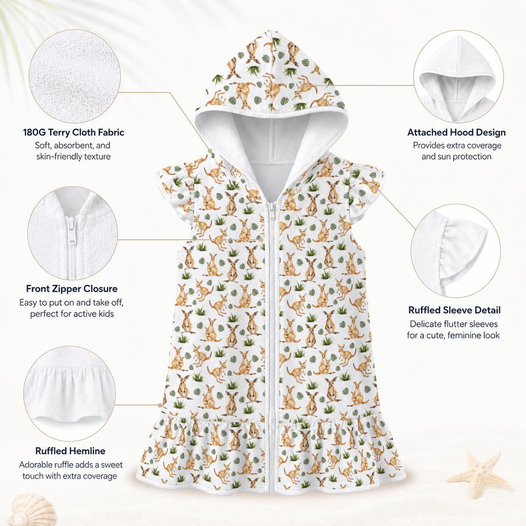 Kangaroos Girl's Hooded Beach Cover-Up