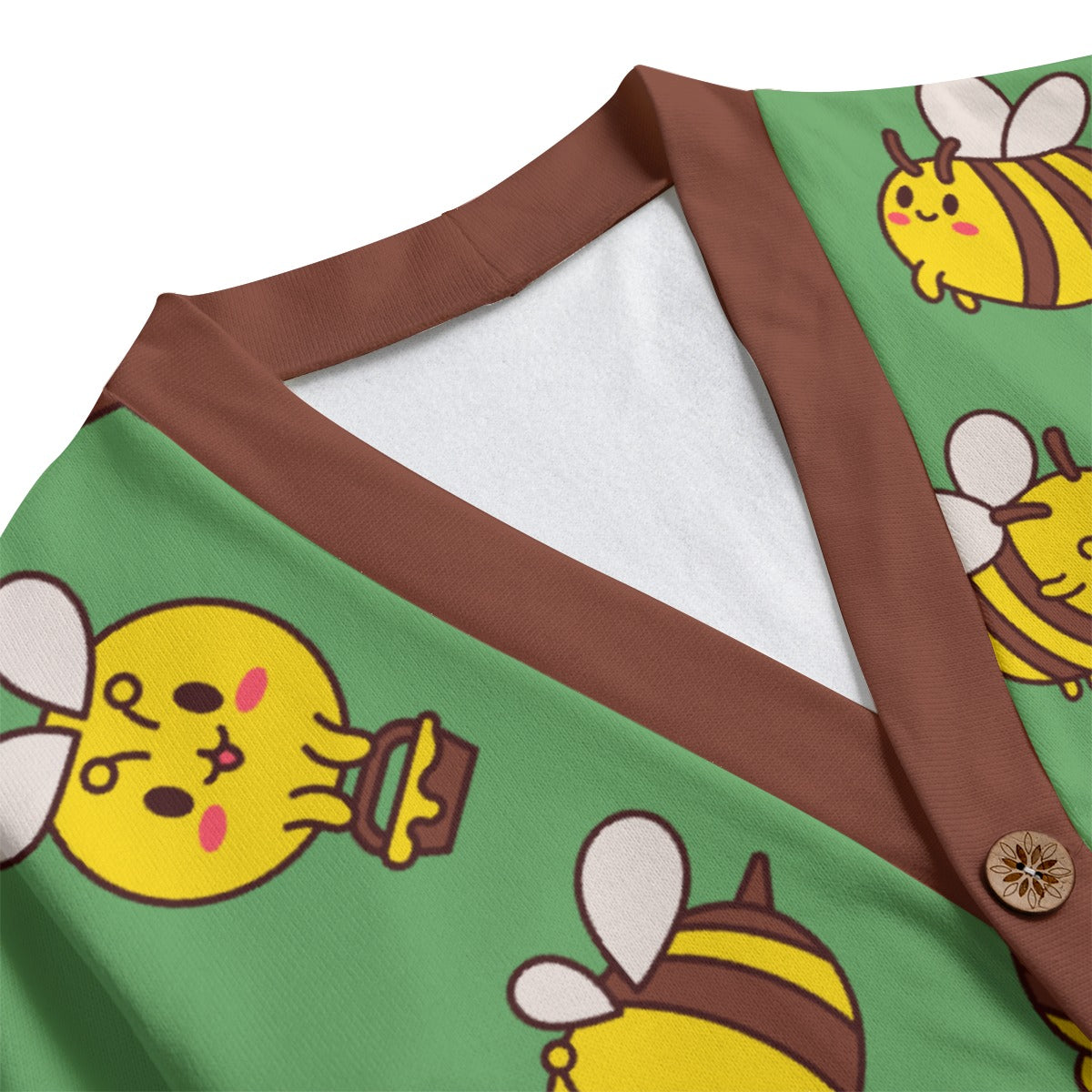 Busy Bees Unisex V-neck Cardigan With Button Closure