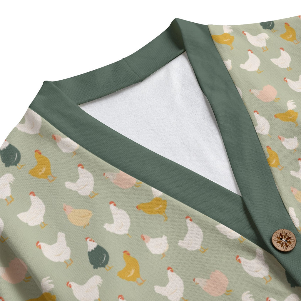 Chicken Life Unisex V-neck Cardigan With Button Closure