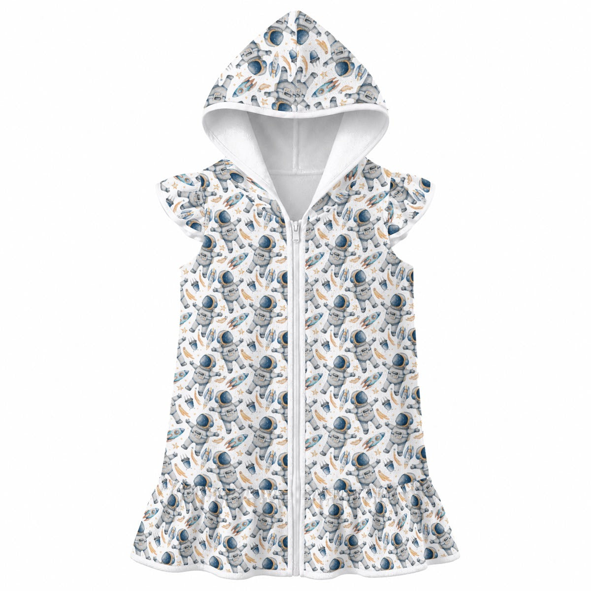 Astronauts And Rockets Girl's Hooded Beach Cover-Up
