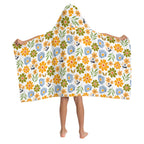 Retro Boho Flower Kids Hooded Towel Poncho|Horizontal
