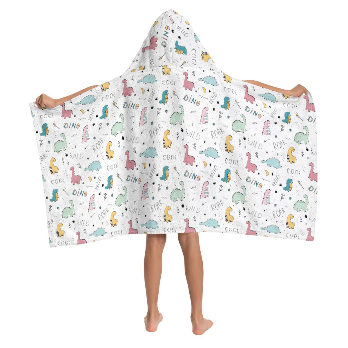 Quirky Dinosaurs Kids Wrap Hooded Towel Poncho