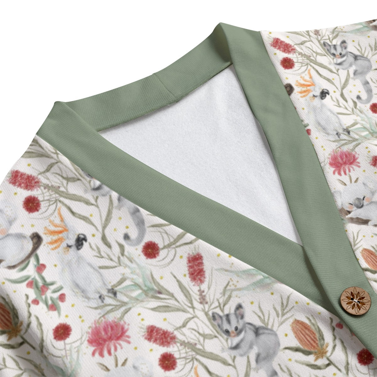 Australian Plants And Animals Unisex V-neck Cardigan With Button Closure