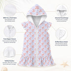 Axolotl Love Girl's Hooded Beach Cover-Up