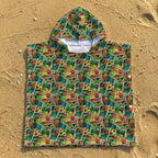 Tropical Comic Book Style Kid's Hooded Towel Poncho