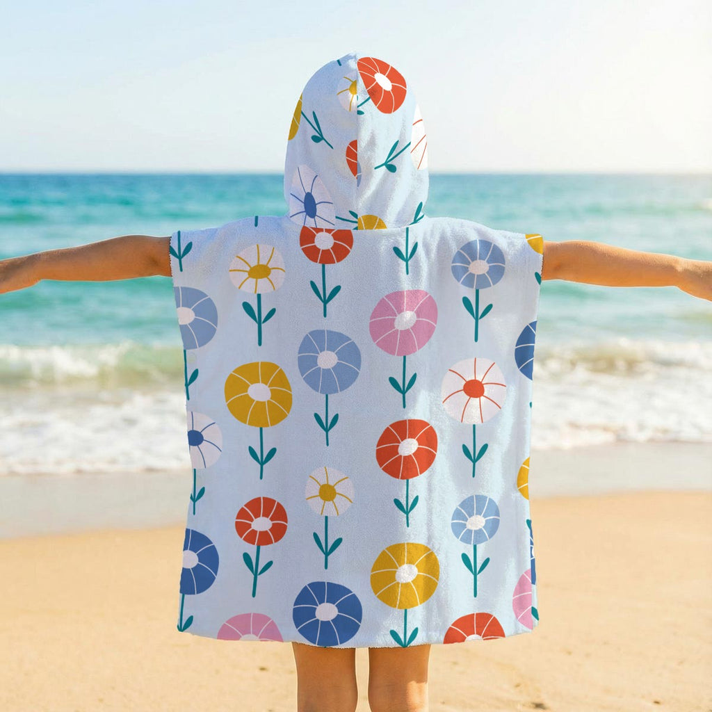 Abstract Cute Flowers Kid's Hooded Towel Poncho