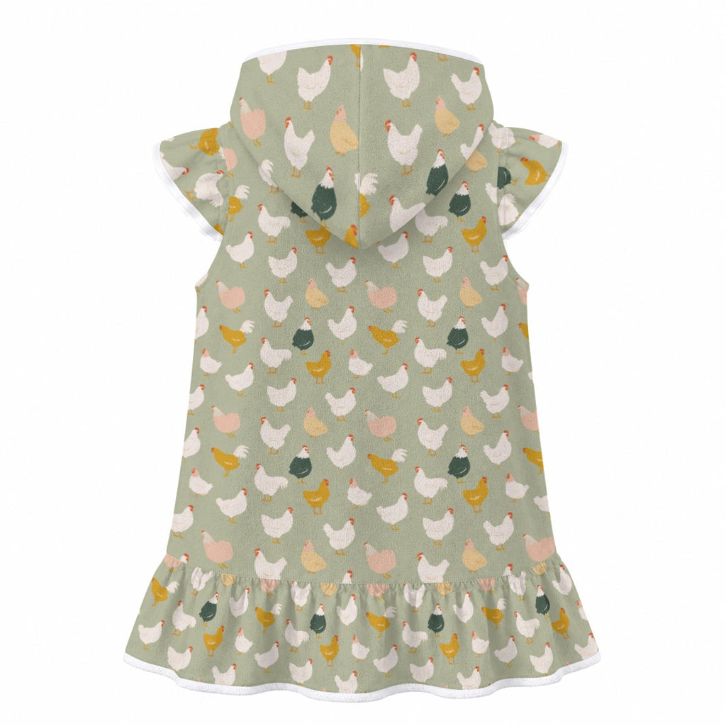 Chicken Life Girl's Hooded Beach Cover-Up