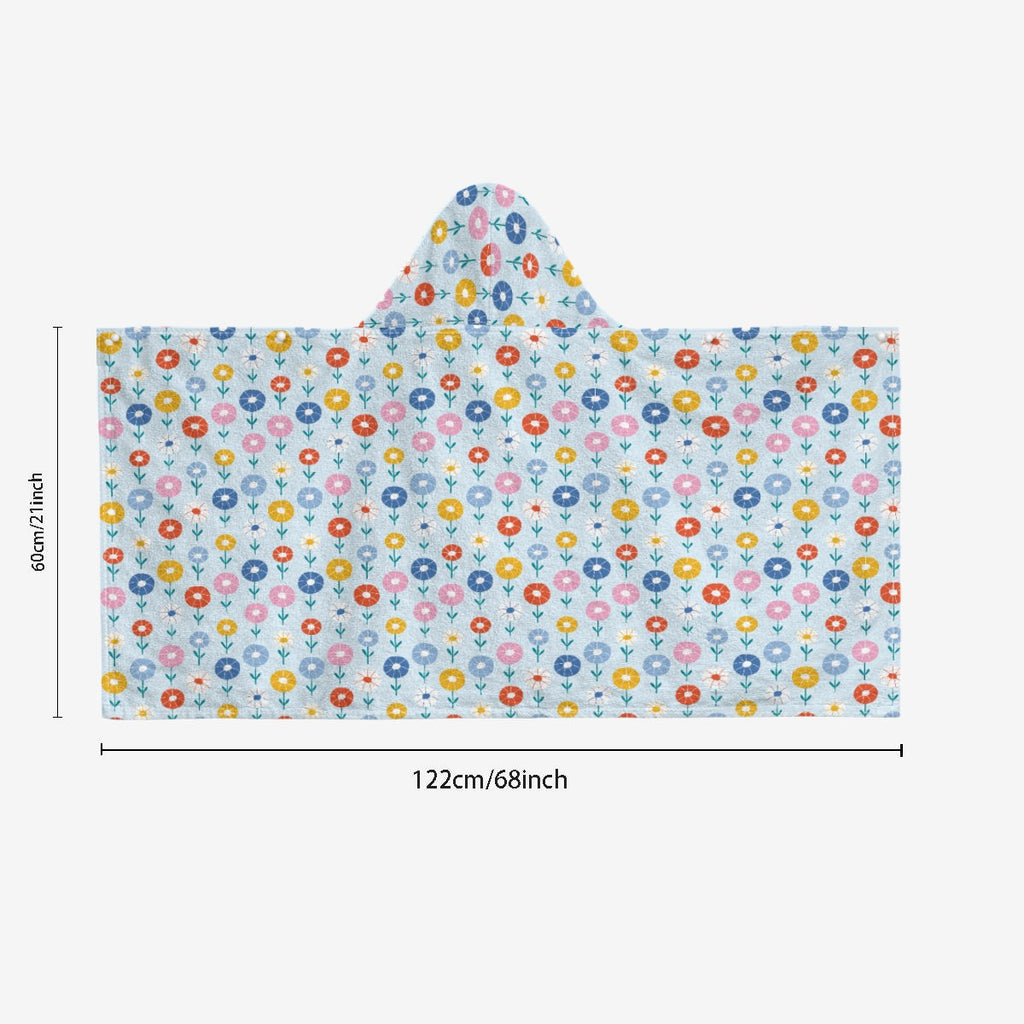 Abstract Cute Flowers Kids Wrap Hooded Towel Poncho