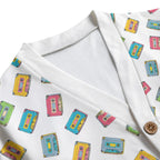 Colourful Cassette Tapes Unisex V-neck Cardigan With Button Closure