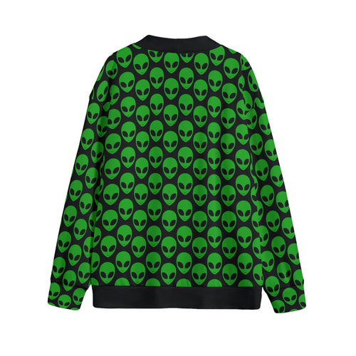 Aliens Unisex V-neck Cardigan With Button Closure Cardigan Printed Offshore Sci Fi