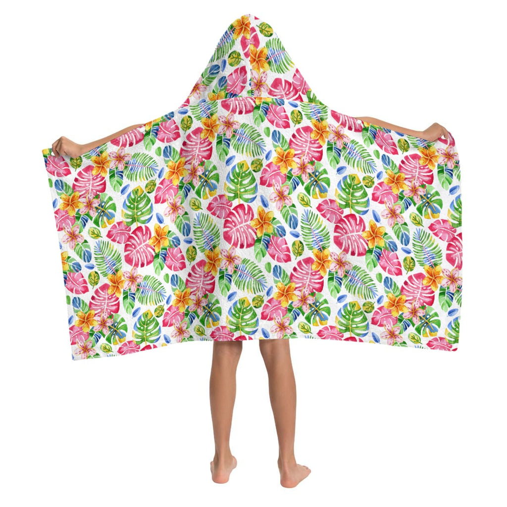 Bright Painted Tropical Kids Wrap Hooded Towel Poncho