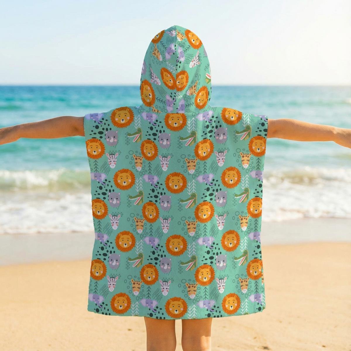Safari Animals Kid's Hooded Towel Poncho