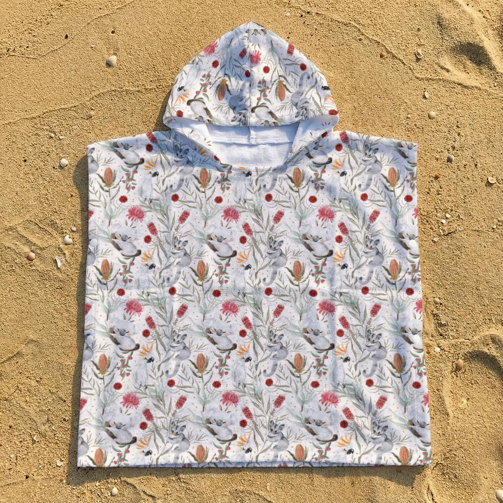 Australian Plants And Animals Kid's Hooded Towel Poncho