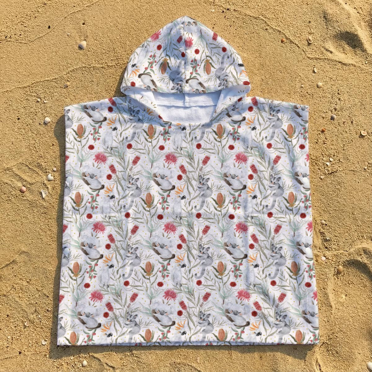 Australian Plants And Animals Kid's Hooded Towel Poncho