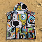 Cute Dog Graffiti Kid's Hooded Towel Poncho